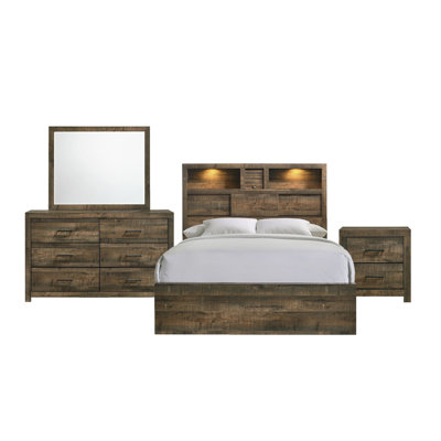 Montijo Bookcase Panel Bedroom Set With Bluetooth