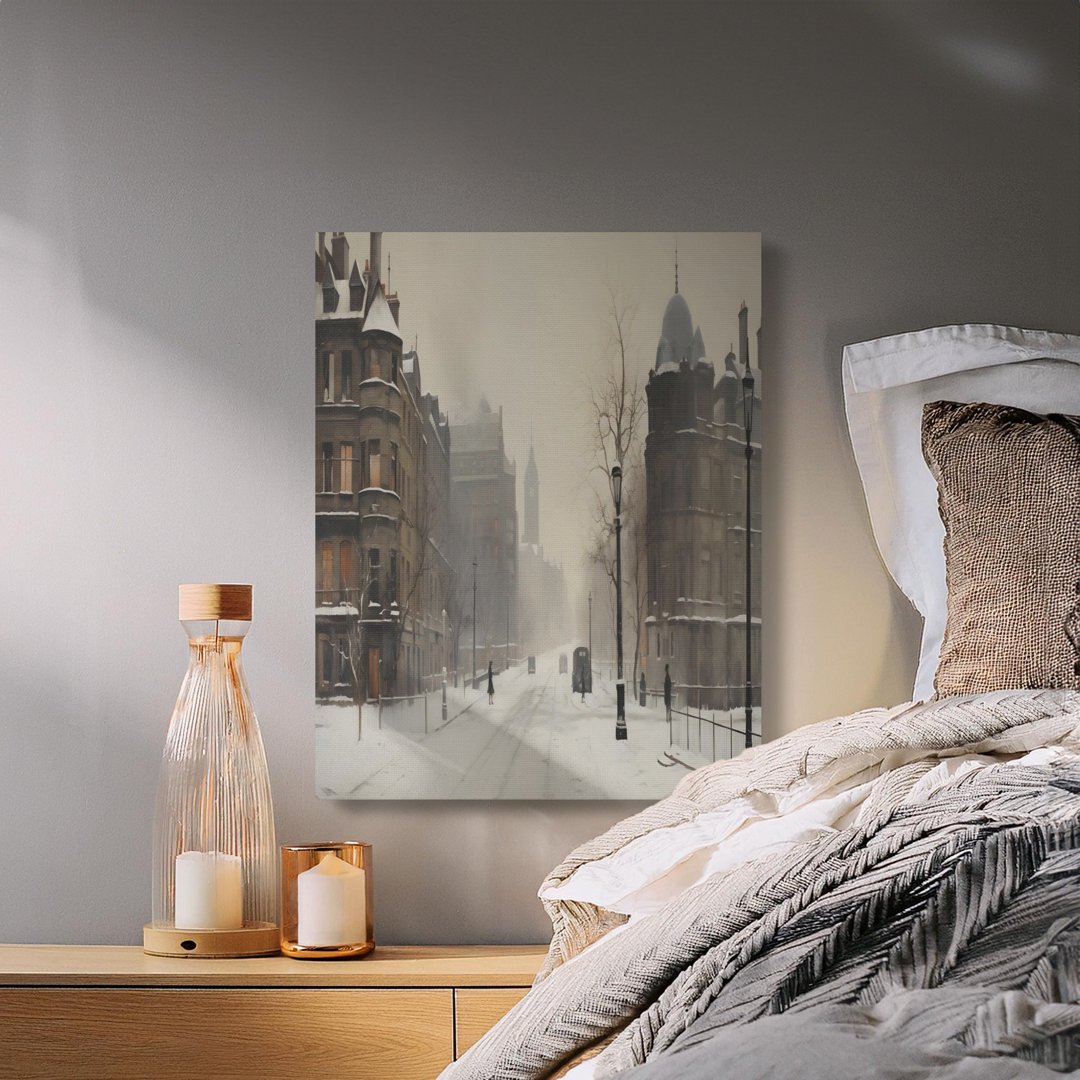 Vintage Winter Cityscape Canvas Print