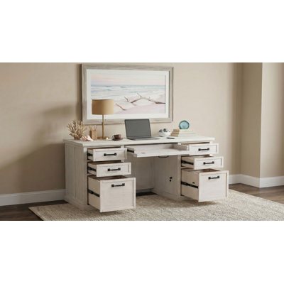 Altidore 68-inch 7-drawer Executive Home Office Desk Distressed White