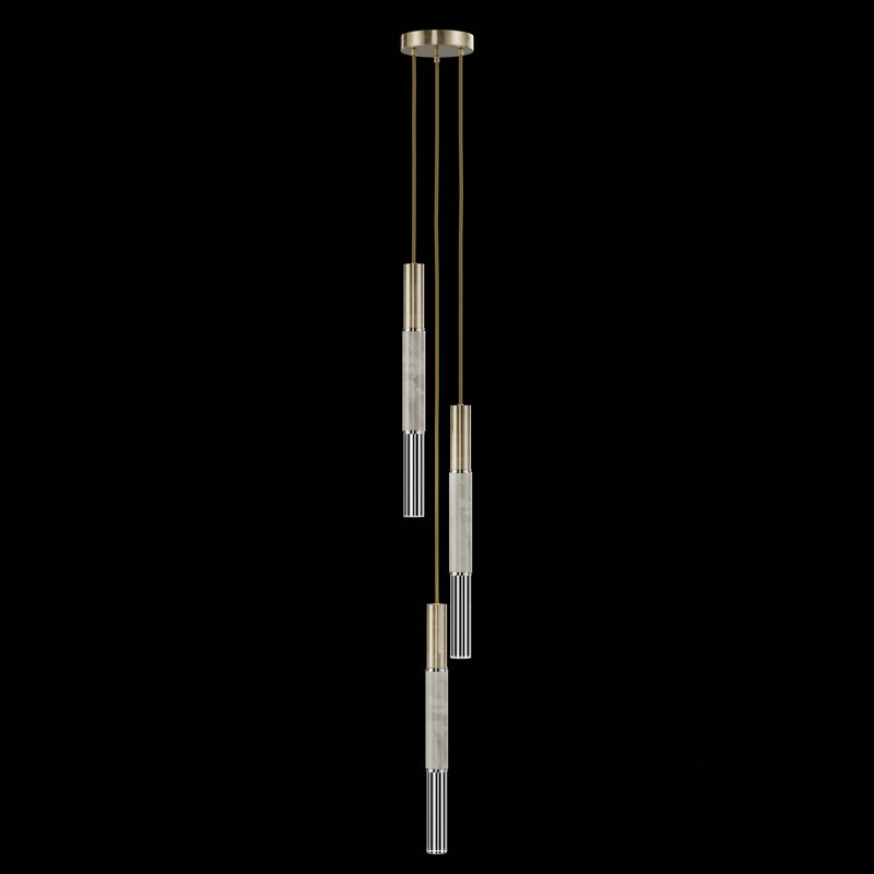 Luminaire suspendu rond l 8,5 po Antonia, Feuille d'or douce standard / nickel