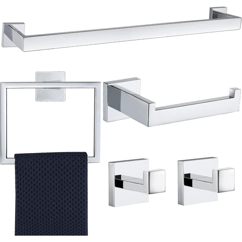 16'' 4 Wall Towel Bar, Polished Chrome