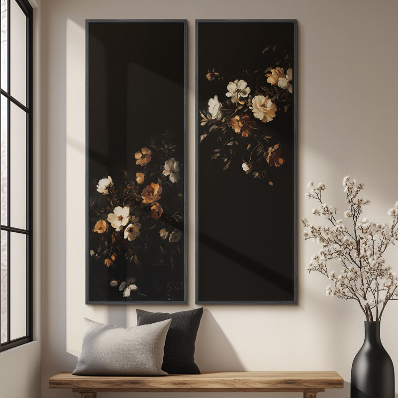 Ensemble de 2 toiles encadrées 20 x 60 pouces Luxury Vintage, Noir