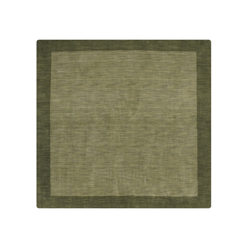 Kenshawn Hand Knotted Loom Wool Eco-Friendly Area Rugs - Square, Green Color, Contemporary Modern Design, High Pile Thick Handmade Anti Skid Area Rugs for Living Room, Bed Room