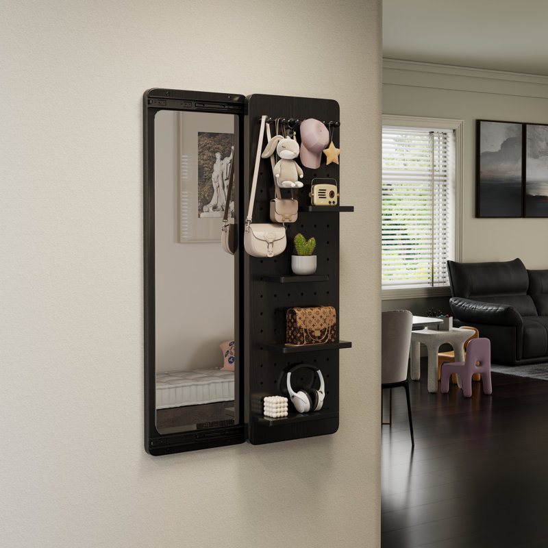 Miroir mural Adryell, Noir, noir, noir, noir, H 47,6 po x l 31,4 po - 4 tablettes