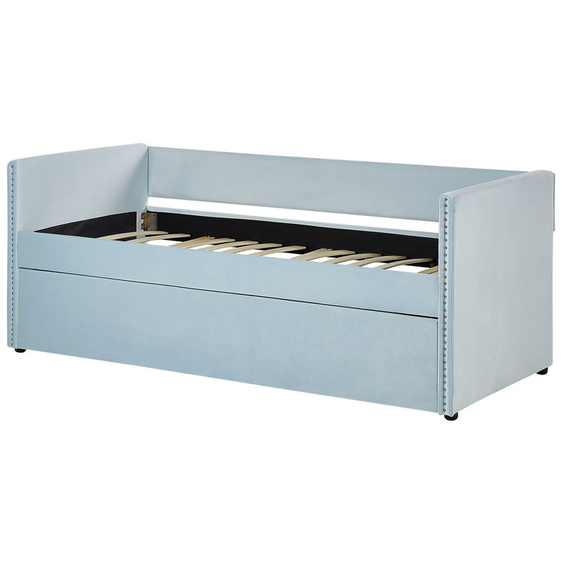 Baskin Upholstered Daybed with Trundle, Light Blue