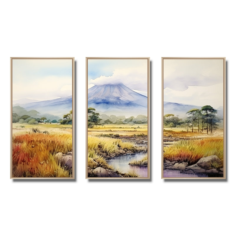 Art mural majestueux, Indonésie, Cadre flottant brun, H 28 po x l 36 po x P 1 po