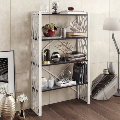 147.32cm H x 88.9cm W Metal Etagere Bookcase