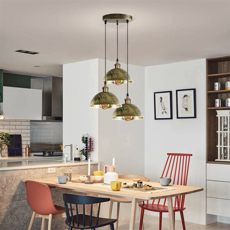 URBNLIVING 3 - Light Kitchen Island Pendant, Brushed Brass