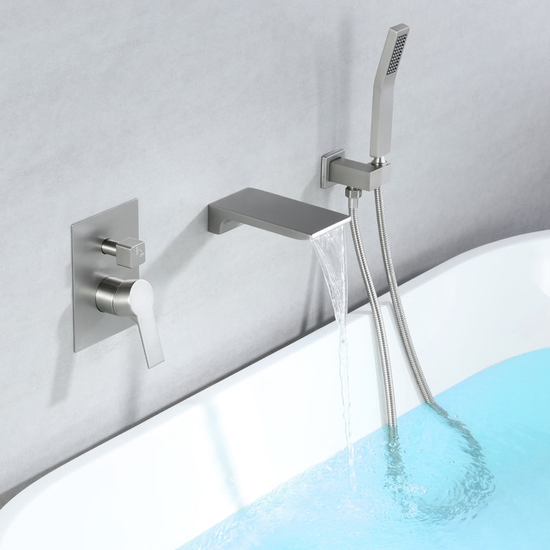 Système de douche à 2 fonctions avec douchette et bec de baignoire, Nickel brossé