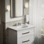 Lavabo de salle de bain ovale encastré en porcelaine vitreuse avec trop-plein Caxton®-1309781153