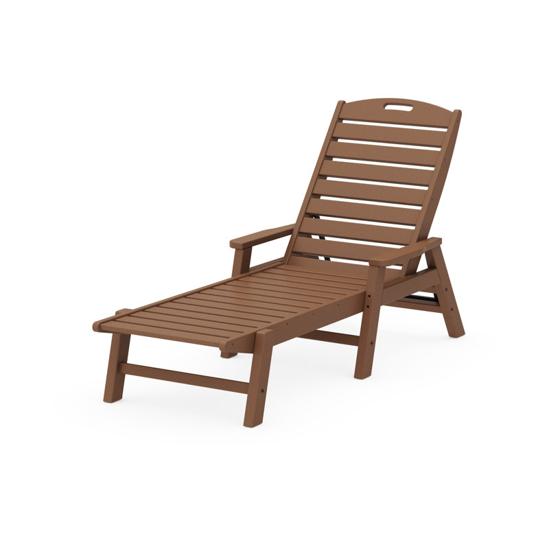 POLYWOOD Nautical Chaise with Arms, Dark Teak