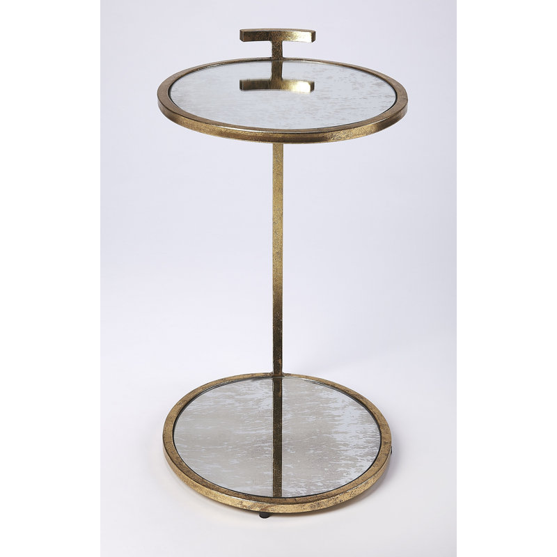 Ciro Metal & Mirrored Side Table, Gold