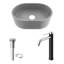 Lavabo de salle de bain vasque ovale en béton avec robinet H 10 po L 16 po x l 11 po x H 5 po BrightonGiralda