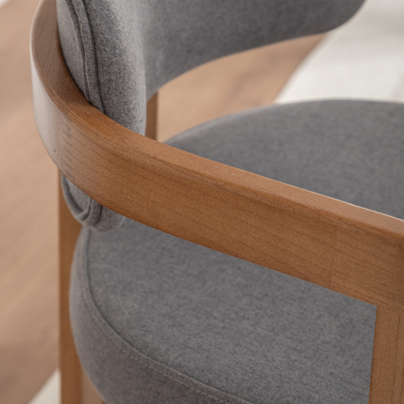 Bula Stanford Upholstered Curved Solid Wood Dining Chair, Gray, 6