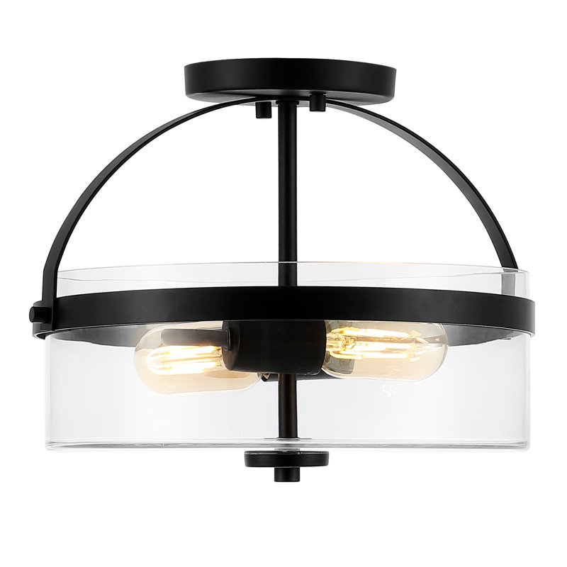 Willbanks Glass Semi Flush Mount, Black