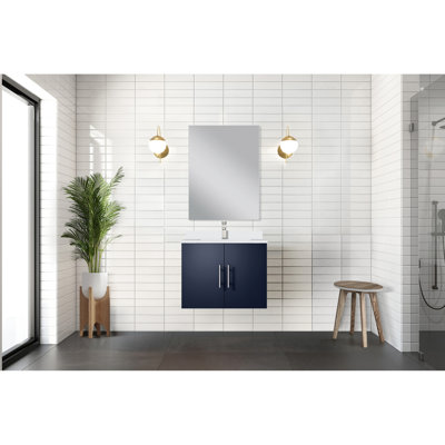 24 po L x P 22 po. Meuble-lavabo bleu marine pour la salle de bain - comptoir en marbre de culture, miroir à fermeture en douceur, espace de rangement spacieux et comptoir teinté de 24 po, 22 po et surface à gratter de 18 po