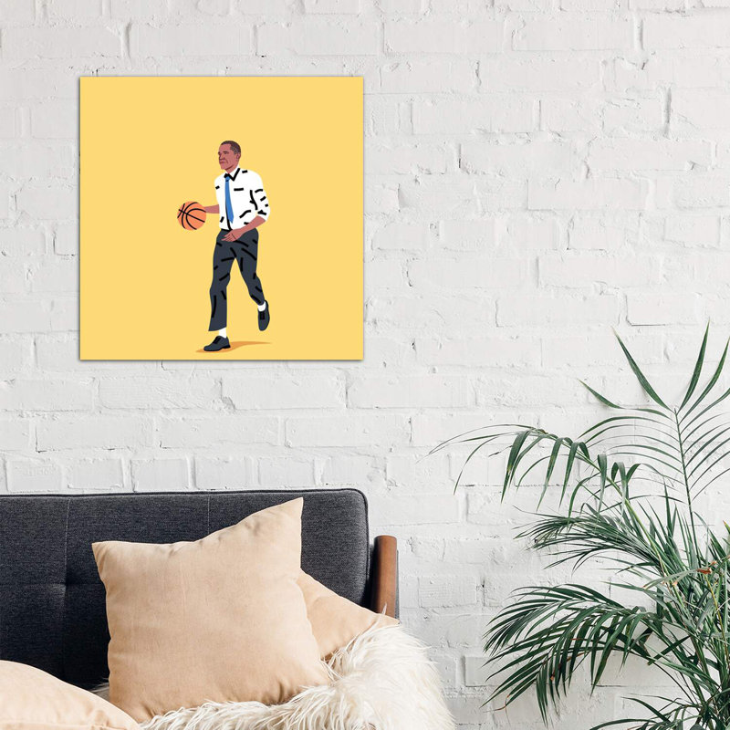 «Balling Barack» par Elad Shagrir - impression, H 26 po x l 26 po x P 1,5 po, Toile tendue
