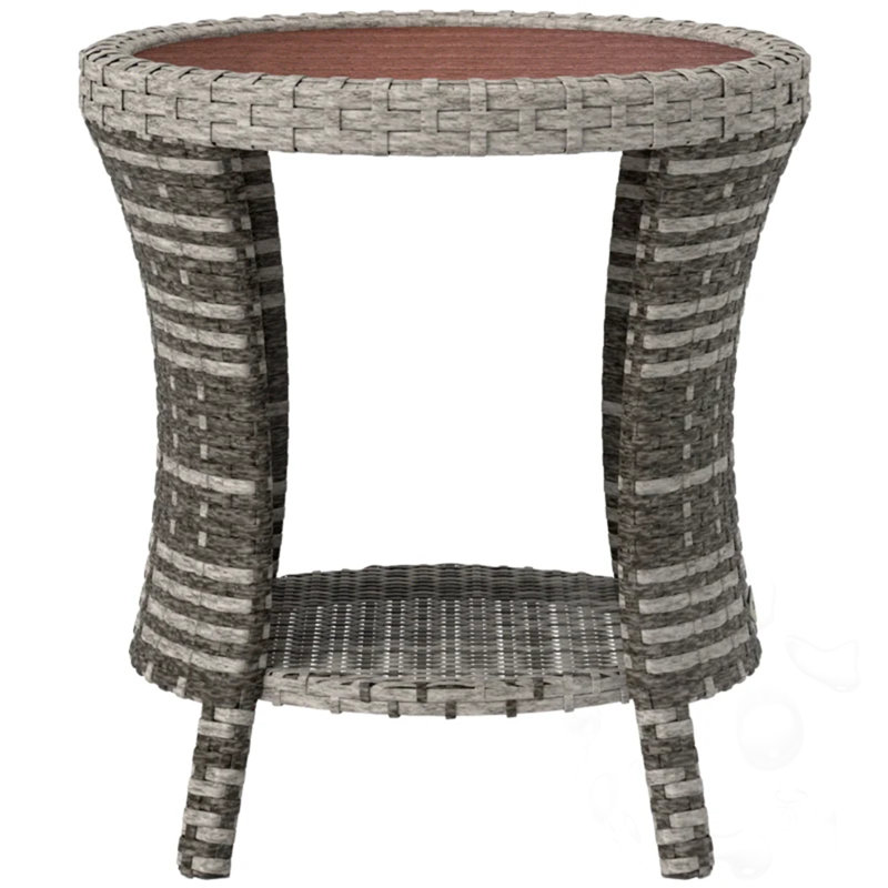 Round  Patiotable With Shelf, Brown