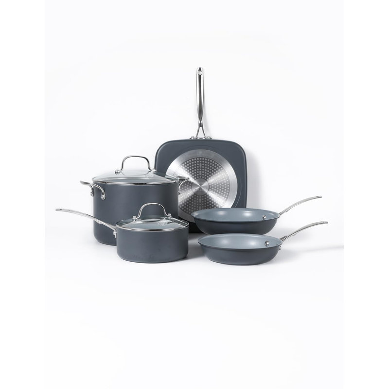 COMMERCIAL CHEF 7-Piece Gray Hard Anodized Aluminum Cookware Set