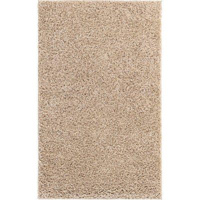 Tapis à poils longs Ashmita de couleur brun clair