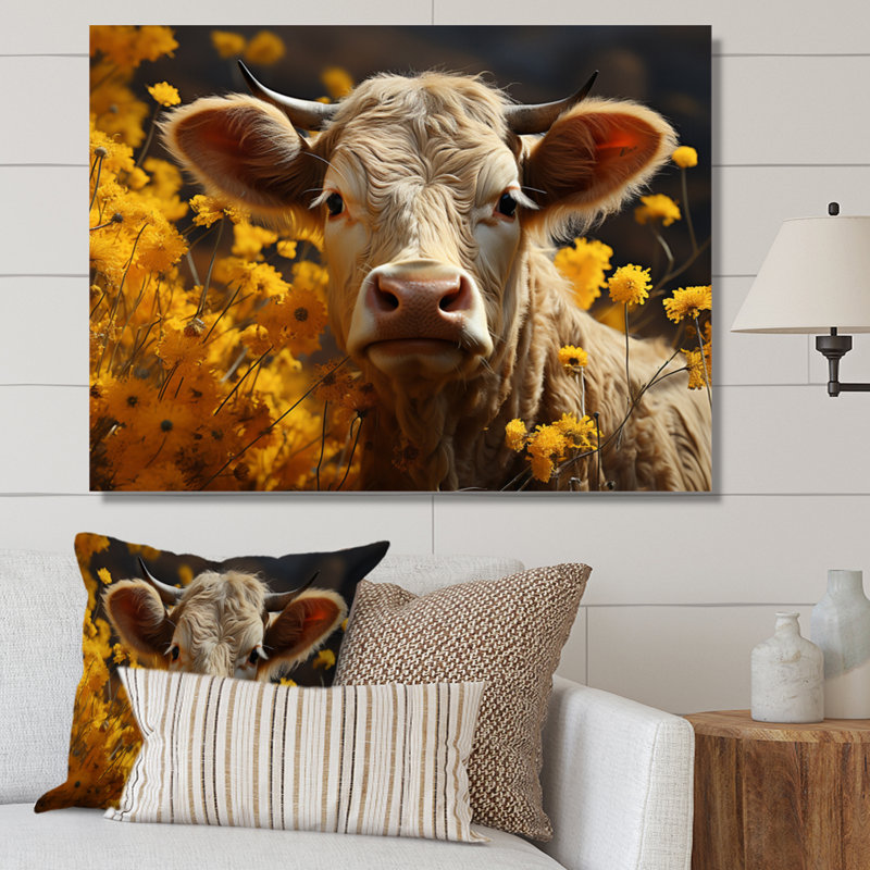 Cow Fields of Gold, reproduction d'art sur toile, H 30 po x l 40 po x P 1,5 po, Toile tendue