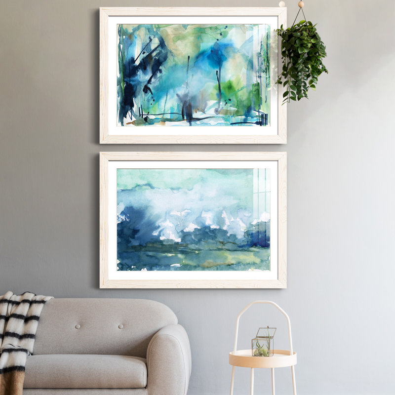 «Rain in the Country», ensemble de 2 cadres photo, H 31,5 po x l 47 po x P 1,5 po, Papier encadré blanc