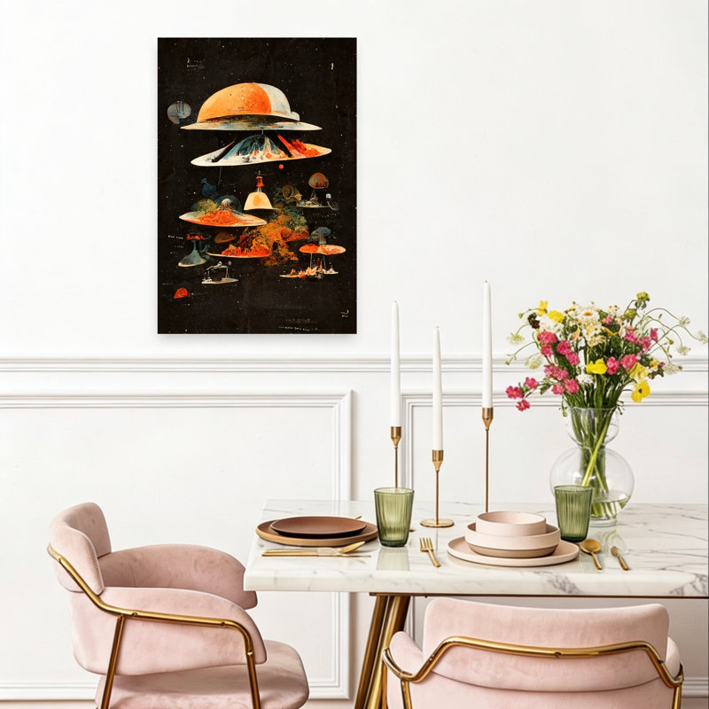Celestial Layers Colorful Mystical Retro Landscape Nature Wall Art Print by Treechild - Wrapped Canvas Print
