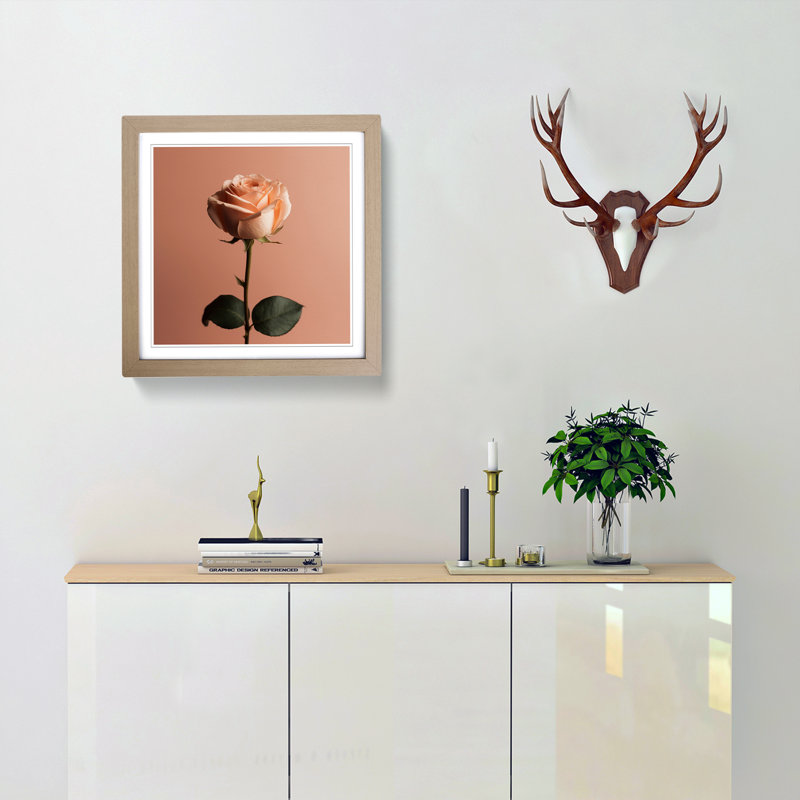 Rose Minimalism No.2 - Framed Print, Oak