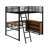 Full Size Metal Loft Bed With 3 Layers Of Shelves And L-Shaped Desk-1909911908