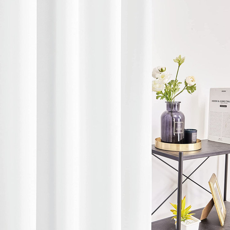 Harue Curtain Pair, White, 52" W x 108" L