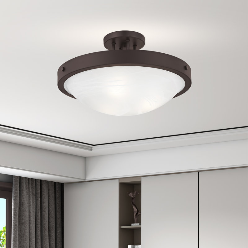 Glass Semi Flush Mount, Bronze