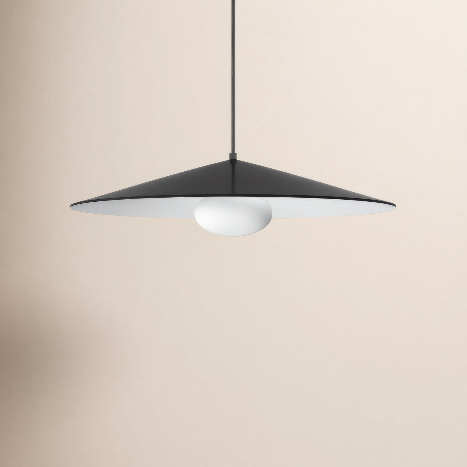 Cruz Single Light Glass Dimmable Pendant, Black/White