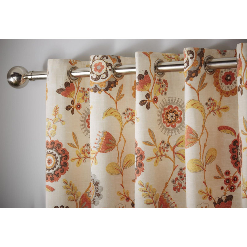 Charleston Room Darkening Curtain Panel Pair, Width 168 x Drop 229 cm, Terracotta