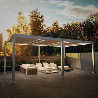 ALL Aluminum Pergola with Adjustable Roof and Solar LED
