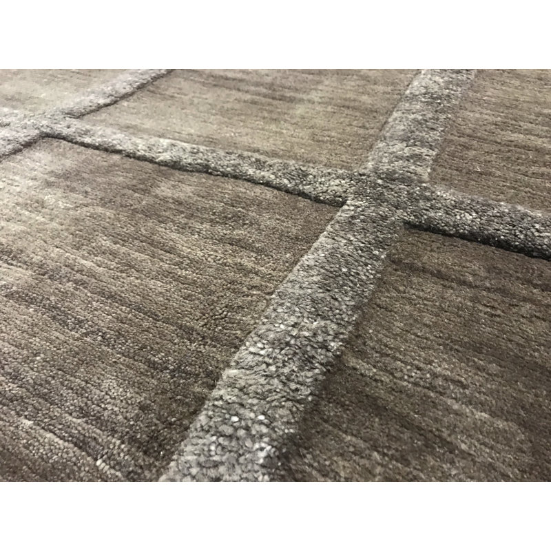 Hand-Knotted High-Quality Brown and Dark Gray Area Rug