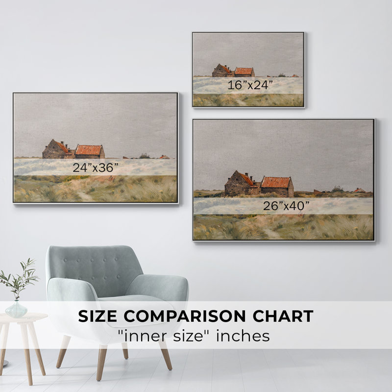 Paysage rétro - MLXX III, H 25 po x l 37 po x P 2 po, Toile encadrée flottée blanche