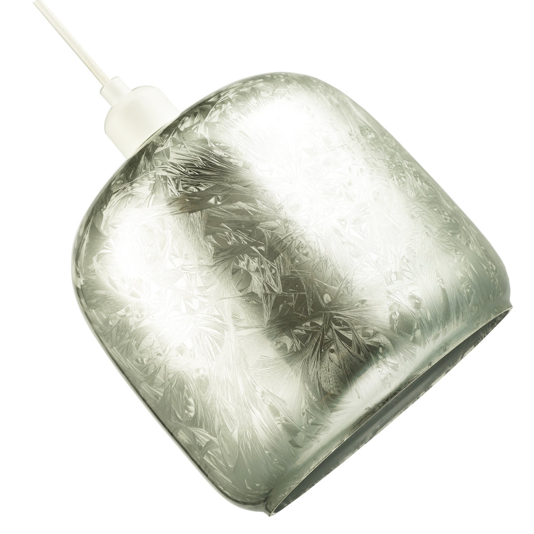 23cm H x Glass Drum Pendant Shade (Screw On) in Silver