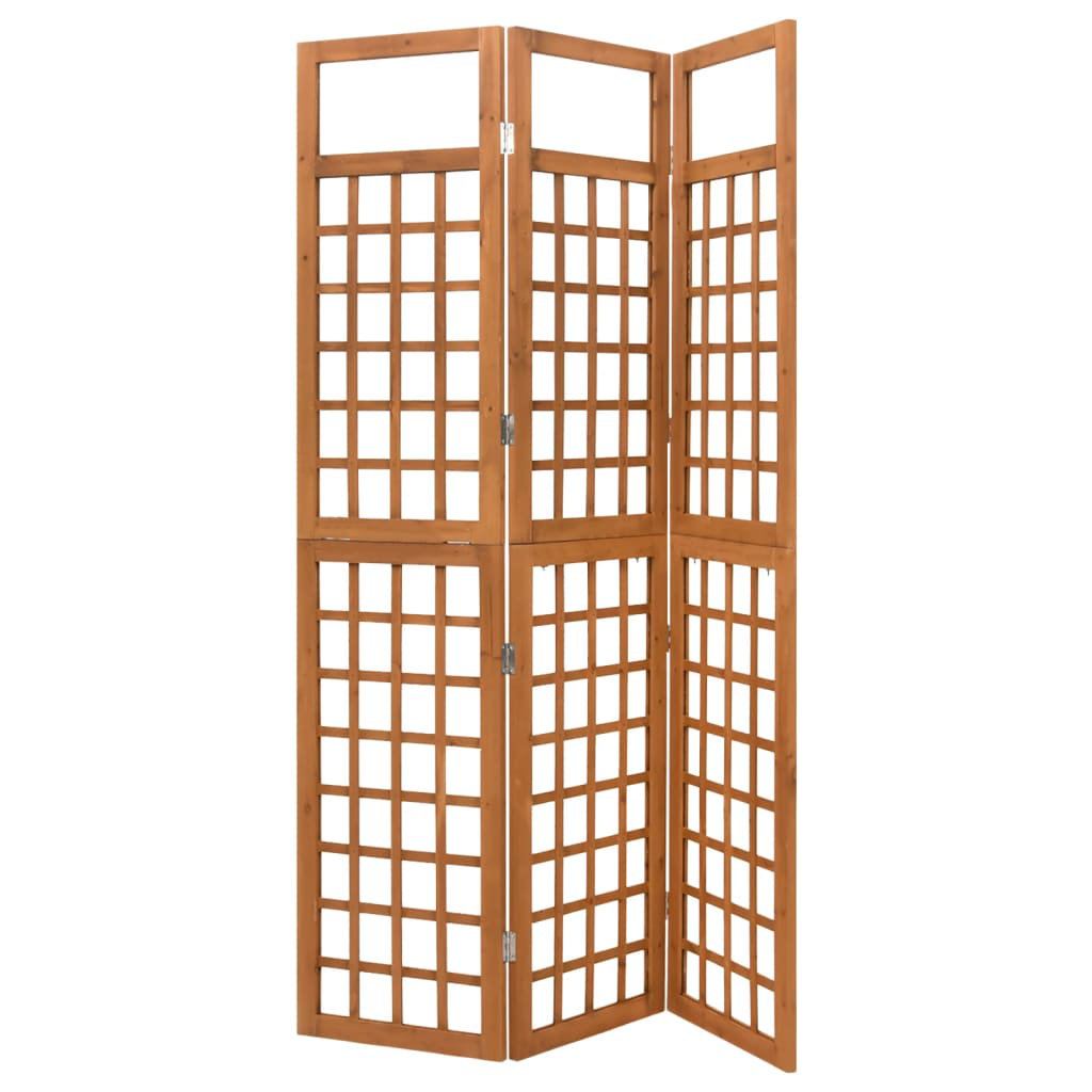 3-Panel Trellis Room Divider – Solid Fir Wood, Brown, 121X180.5 Cm – Privacy Screen And Decorative Partition For Home An...