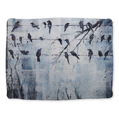 Contemporary Blue Bird Placemat - Abstract Birds on Wire Decor