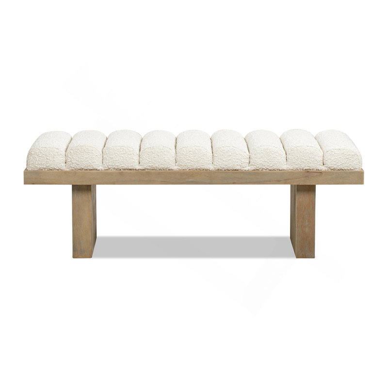Banc rembourré moderne 52 po Bella, ivoire blanc Boucle