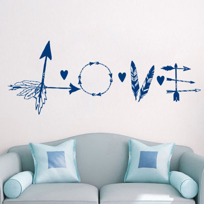 Décalcomanie murale flèche en plumes love