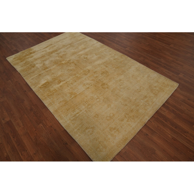 Tapis transitionnel doré fait à la main Oushak 5 x 8