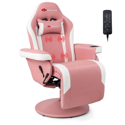Goplus Massage Gaming Recliner Height Adjustable Racing Swivel Chair With Cup Holder by Inbox Zero