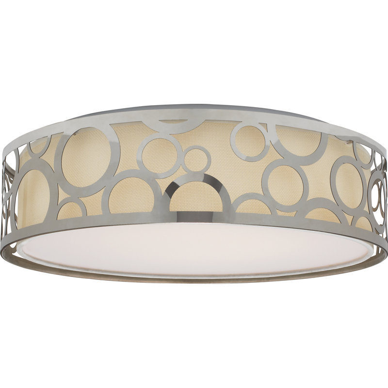 Plafonnier encastré cylindrique unique à 1 lumière à DEL 15 po Jeffcoat, Nickel poli