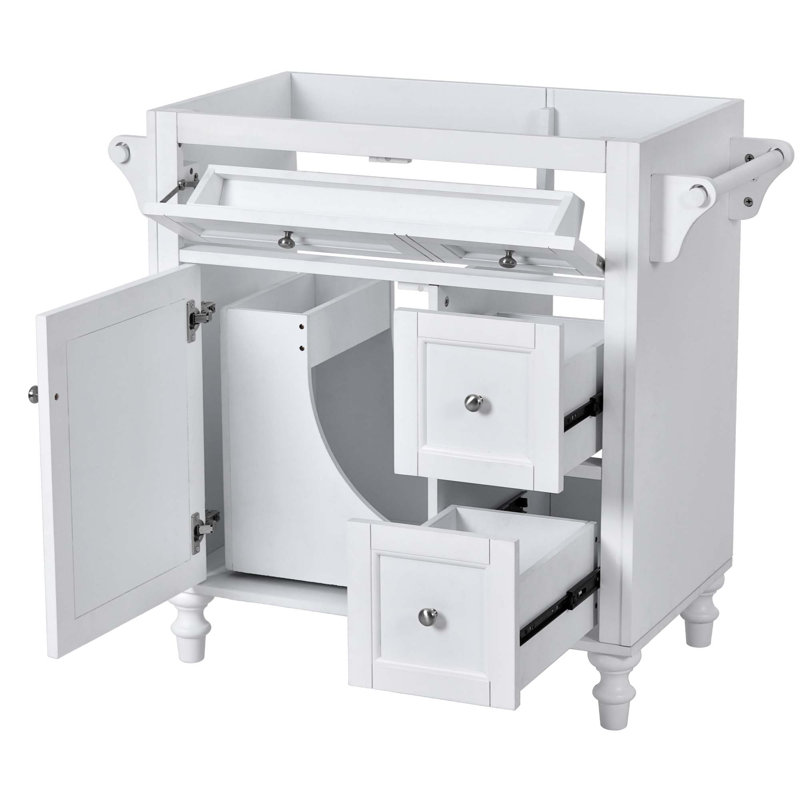 Meuble-lavabo de salle de bain 30 po sans lavabo supérieur, armoire de rangement moderne avec 2 tiroirs et un tiroir basculant