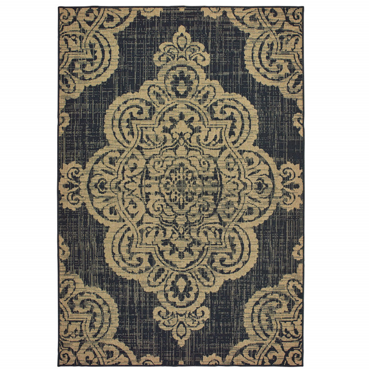Tapis oriental noir / brun clair intérieur / extérieur Junor