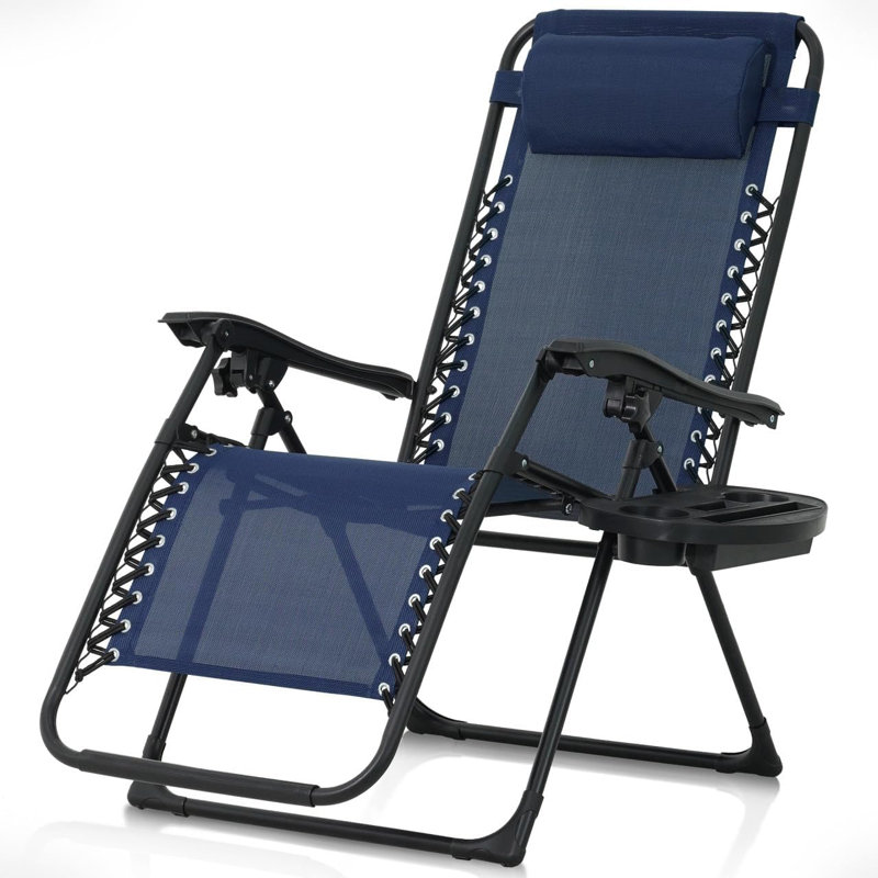  Zero Gravity Chair, Lounge Chair with Side Tray, 300LB Weight Capacity, Multiple Colors, Blue