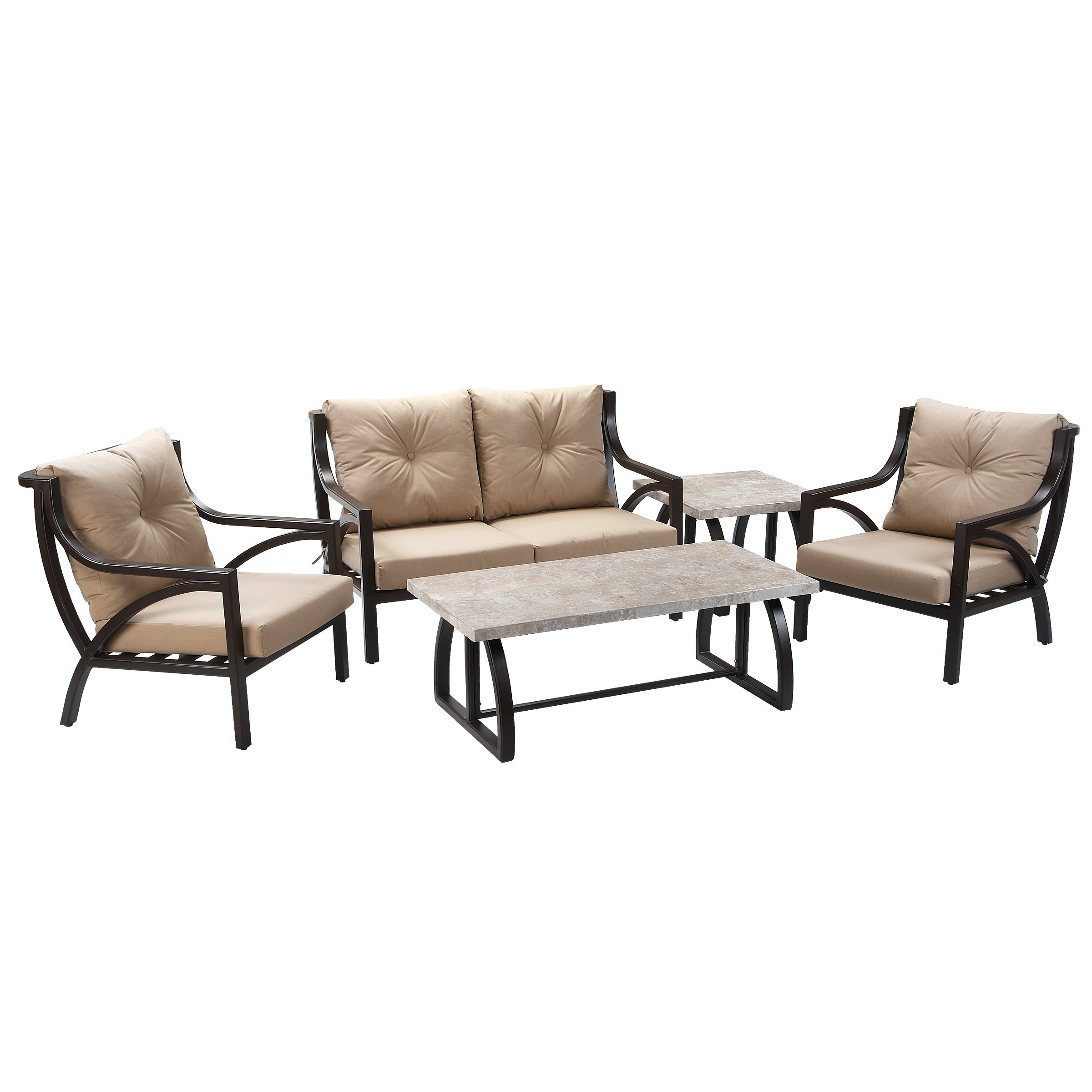 National Outdoor Living Carlton 5 Piece Sofa Seating Group with