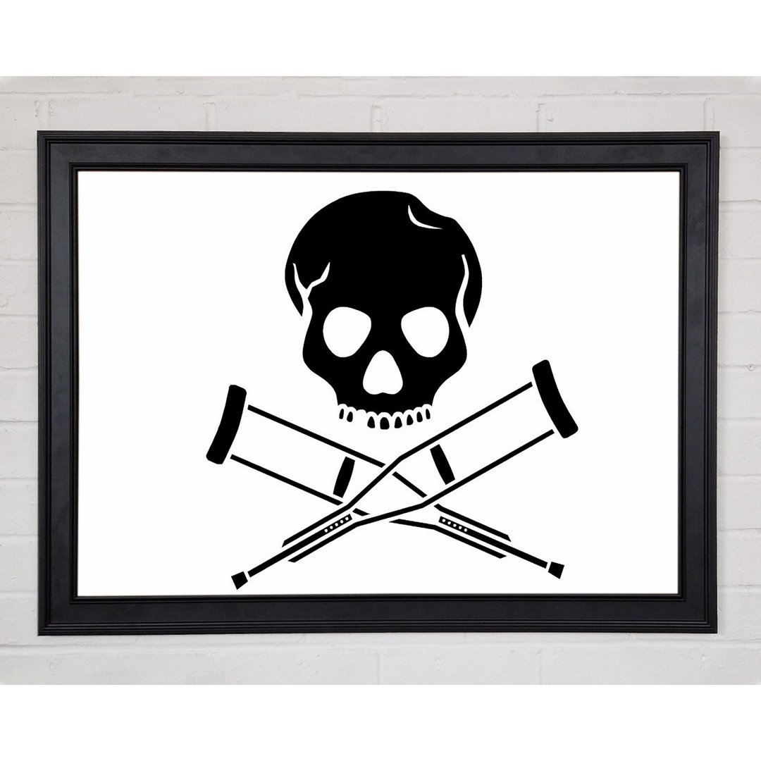 Jackass Skull N Bones B N W Gerahmter Druck