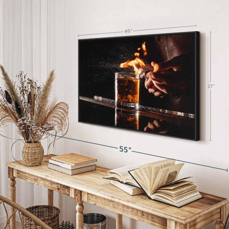 "Impression sur toile de verre whisky flamboyant", H 27 po x l 40 po